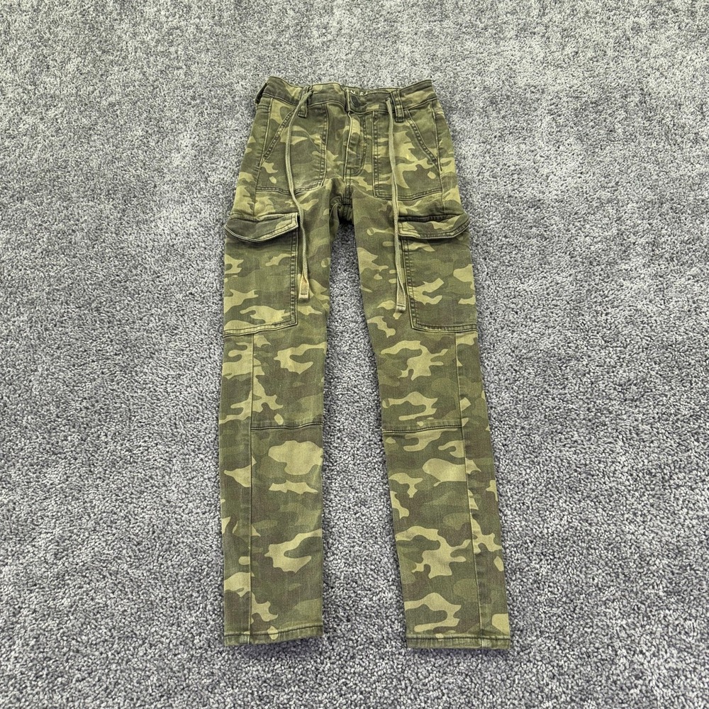 American Eagle Jegging Jeans Womens 0 Green Super HiRise Camo Cargo Crop Stretch
